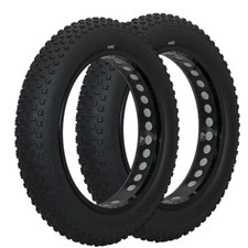 2 COPERTONI 20X4.00 FAT BIKE TASSELLATO RIGIDO NERO PNEUMATICO GOMMA BICI