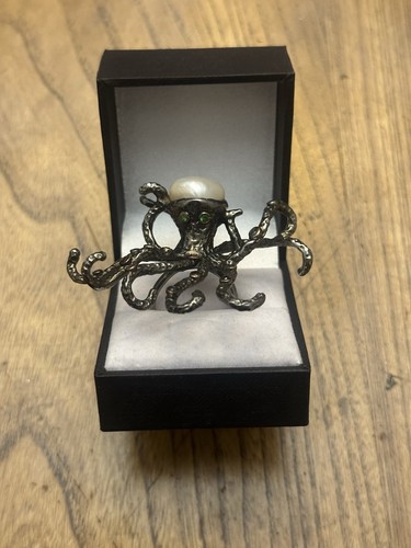 Anello polpo nero argento - polpo,