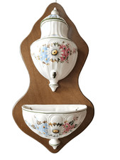 FONTANA DA GIARDINO IN LEGNO E CERAMICA INTEGRA E ORIGINALE DI EPOCA 900' OTTIMO