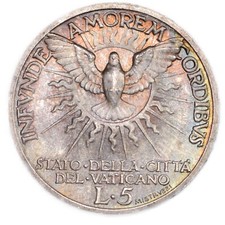 VATICANO SEDE VACANTE 1939 5 Lire - Periziata FDC - Argento Silver