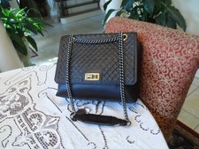 Borsa a tracolla Lanvin nera in pelle trapuntata/liscia con dettaglio catena canna di fucile