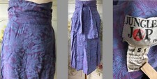 GONNA AVVOLGENTE VINTAGE ANNI 80 KENZO JUNGLE JAP FRANCE MADE COTONE JACQUARD VIOLA BLU S