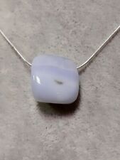 Ciondolo CALCEDONIO Agata dal Pizzo Blu Pietra Naturale Collana quarzo cristallo