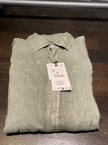 Zara camicia uomo lino verde - zara,