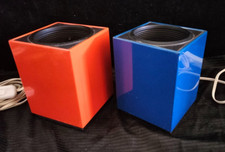 Athena Coppia Lampade da Tavolo Applique CUBO Anni 70 Space-Age Made in Italy