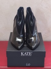 Tronchetto KATE tg 40 Vernice/Camoscio Nero-Suola in Cuoio- MADE IN ITALY-NUOVO