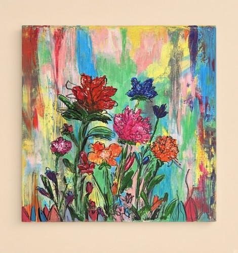 Quadro acrilico tela fiori - quadro,