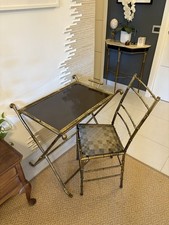 mid century regency bamboo brass tray vintage design italian table chair set 