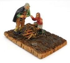 Confalonieri Chialù Diorama presepe pastorelli accanto al fuoco 10 cm ca.