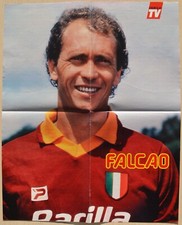 Poster Paulo Roberto Falcao Roma calcio vintage anni 80 1984 41x51 da collezione