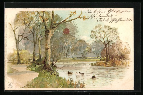 Cartolina sole lotto idilliaco - cartolina,