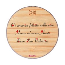 Caricatore cellulari wirless base legno cavo usb incluso stampa frase d' amore