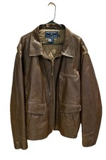 Polo Sport Ralph Lauren Vintage Marrone Giacca Pelle Invecchiata Uomo Taglia XXL