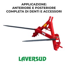 Forca Trasporto Balloni Ribaltabile per Trattore + Denti + Spine + Perni