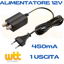 ALIMENTATORE PER ANTENNA AMPLIFICATORE TV DIGITALE TERRESTRE 1 USCITE 12V 450mA