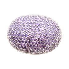 Anello vintage argento sterling 925 NANIS viola zirconi design cupola misura 7,5 RG32668