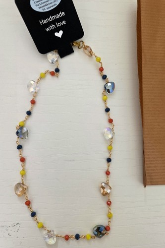 Collana acciaio con cristalli - acciaio,