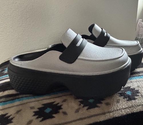 Mocassini crocs stomp argento - crocs,