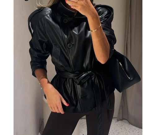 Trench cappotto pelle - , nero