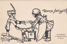 Illustratore ATTILIO -per assistenza ai bimbi in tempo di guerra- il ferito ...