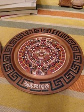 N.2 Piatti Da Appendere Muro Calendari Azteco In Rame Mexico