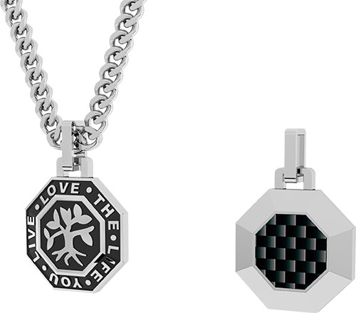 Collana ciondolo acciaio pvd - collana,