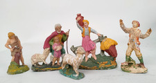 5 statuine epoca Presepe Rovello pasta composizione di gesso Epoca Inizi'900-XXX