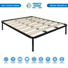 Rete due piazze a doghe larghe 160x190 ortopedica a fasce con telaio in metallo