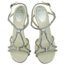 RENE CAOVILLA Sandali donna cristalli Cleo in argento 5,5 US 35,5EU