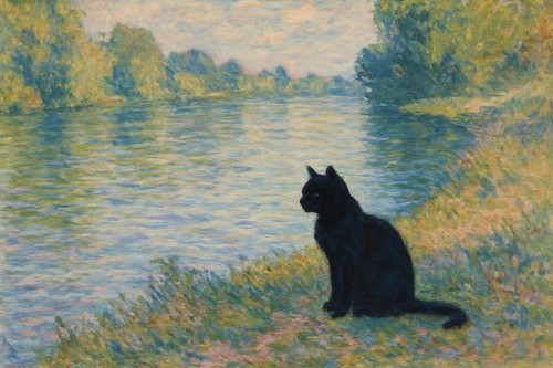Gatto riva fiume - , claude