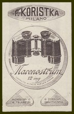 PUBBLICITA' 1918 BINOCOLO MARENOSTRUM  12 ING KORISTKA MARINA MILITARE MILANO