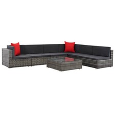 Sofa Set Grey rattan, Dark