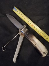 antico coltello caccia  scaut camping da collezione Indiana corno