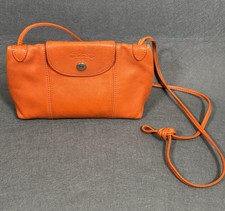 Borsa a tracolla Longchamp Modele Depose pelle arancione cognac argento ferramenta