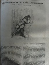 Rara Novella su 3 articoli di stampa d'epoca xilografie 1843 Edoardo e Matilde