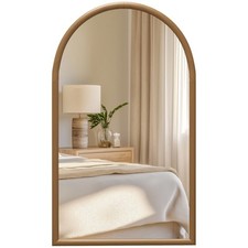 HOMCOM Specchio da Parete ad Arco 110x65cm con Cornice in Legno Marrone Scuro