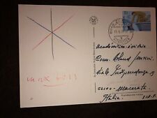 MAX BILL  DISEGNO ORIGINALE SU CARTOLINA PENNA A BIRO PEN DRAWING  1985