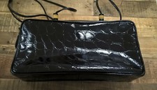 BORSA DONNA IN VERNICE NERA VINTAGE MANICI LUNGHI 31X16HX7,5 CM