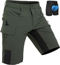 Pantaloncini uomo MTB mountain bike larghi larghi imbottiti ciclismo piccoli verde GB102