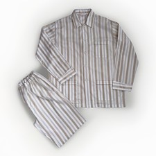 Set Pigiama Uomo Derek Rose London Beige Taglia Large Righe Cotone Designer 42