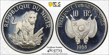 ** PCGS ** 1968 ** 10 franchi ** NIGER ** CORONA D'ARGENTO *** PROOF ** PF66 DC ** p2