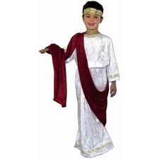 Costume Cesare Imperatore Romano Impero Toga Greca Vestito Fantasia Halloween Bambino