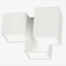 Lampada Soffitto in Gesso Verniciabile - 3 Cubi, Portafaretto con Supporto GU10