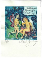 ALEXANDRA VON HELLBERG: Exlibris für Evelyn Wissing, "Amor und Psyche"