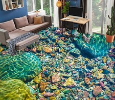 Pietre colorate 3D R2557 pavimento carta da parati murales carta da parati stampa murale Luna 24