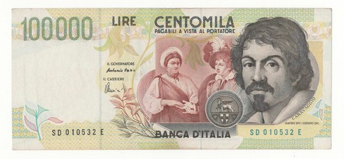 100000 lire caravaggio - lire,