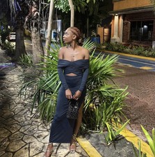 Maxi abito Zara teal scollato