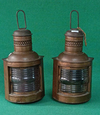 COPPIA VECCHIE LANTERNE NAVALI