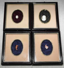 Torre del Greco cammeo in wood frame set of 4 pcs in good condition