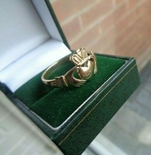 Irlandese Claddagh Anello Oro 9ct Giallo Marchiato Hibernia Size Y O Z Non Usato